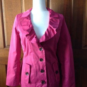 Sandro Studio adorable button front fully lined jacket, bright pink, size small.